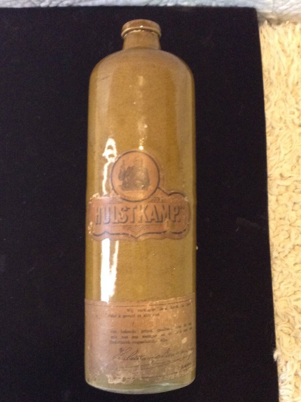 VTG 1900's Hulstkamp (Gin) Earthenware Bottle Original Bottle Dutch Distillery